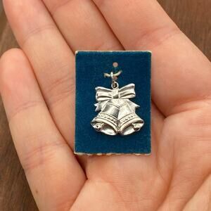 Vintage Griffith 925 Sterling Silver Wedding Christmas Bells Pendant Charm